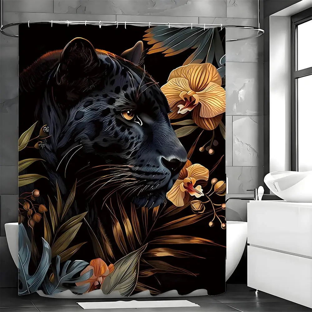 Panther Floral Shower Curtain My Store