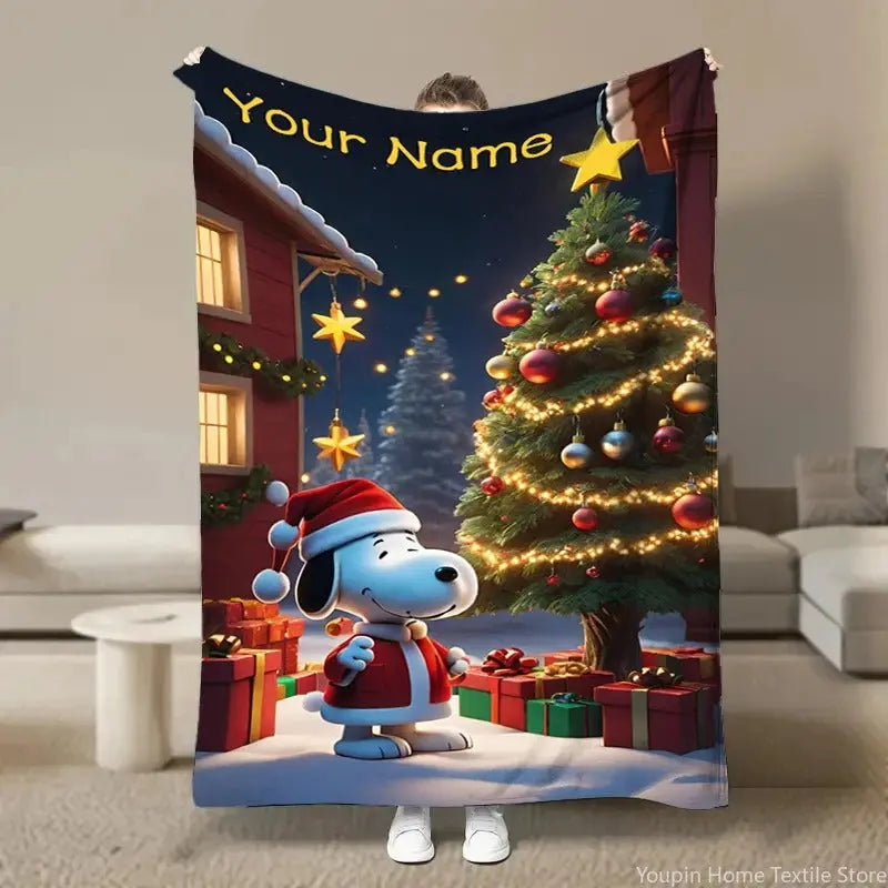 Cute Snoopy Cartoon Blanket Customized with Child's Name