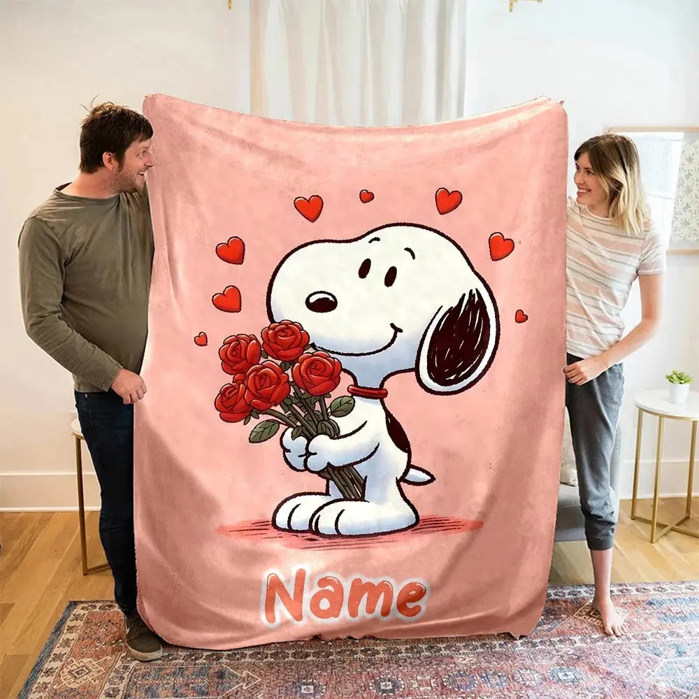 Peanuts Snoopy Travel Blanket for Kids with Personalized Name
