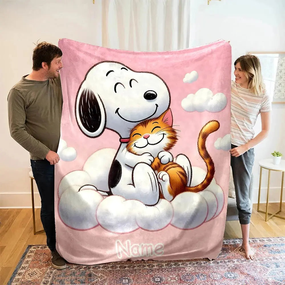 Personalized Peanuts Snoopy Blanket for Airplane or Road Travel