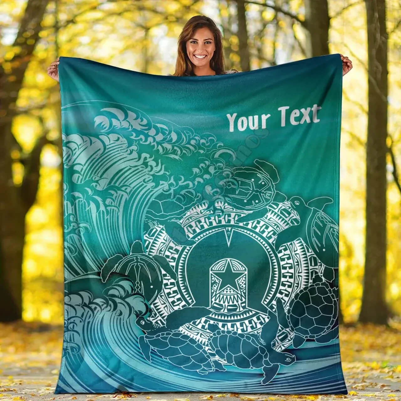 Personalized Aboriginal blanket with Torres Strait Island wave design