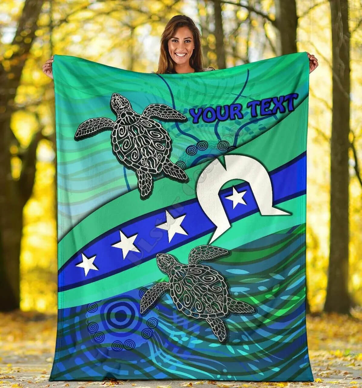 Aboriginal wave pattern blanket for kids and adults