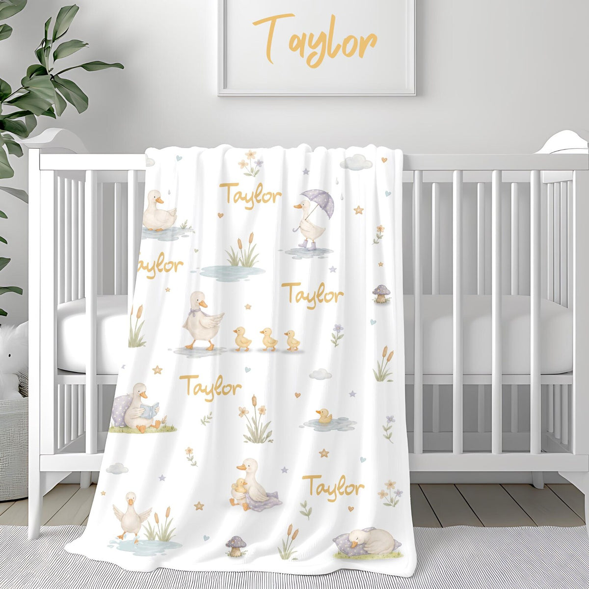 personalized duckling blanket for boys and girls