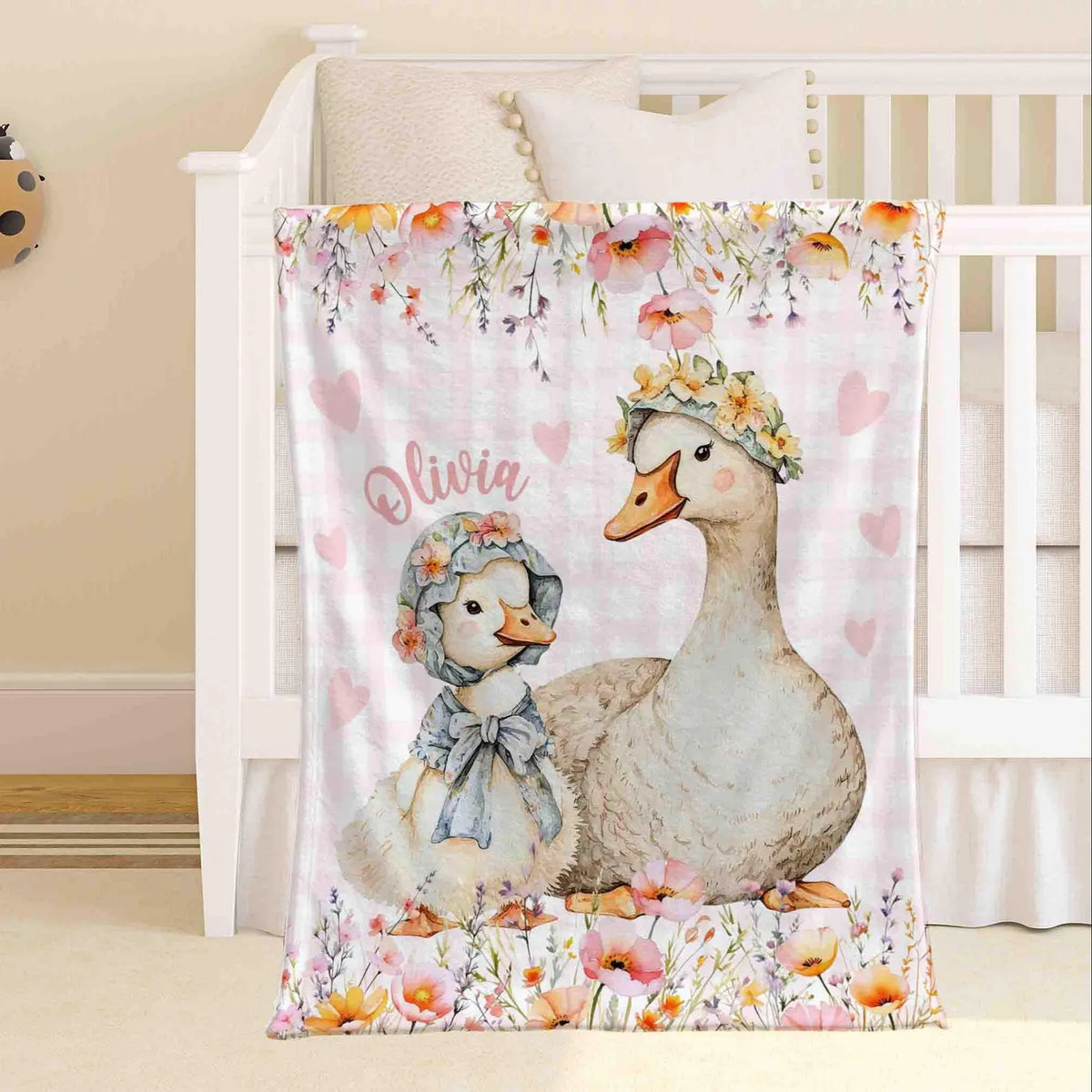 personalized nursery blanket with duck theme