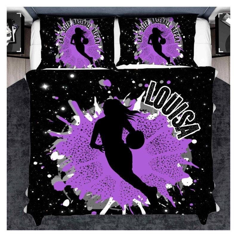 Personalized Basketball Bedding Set for Girls,