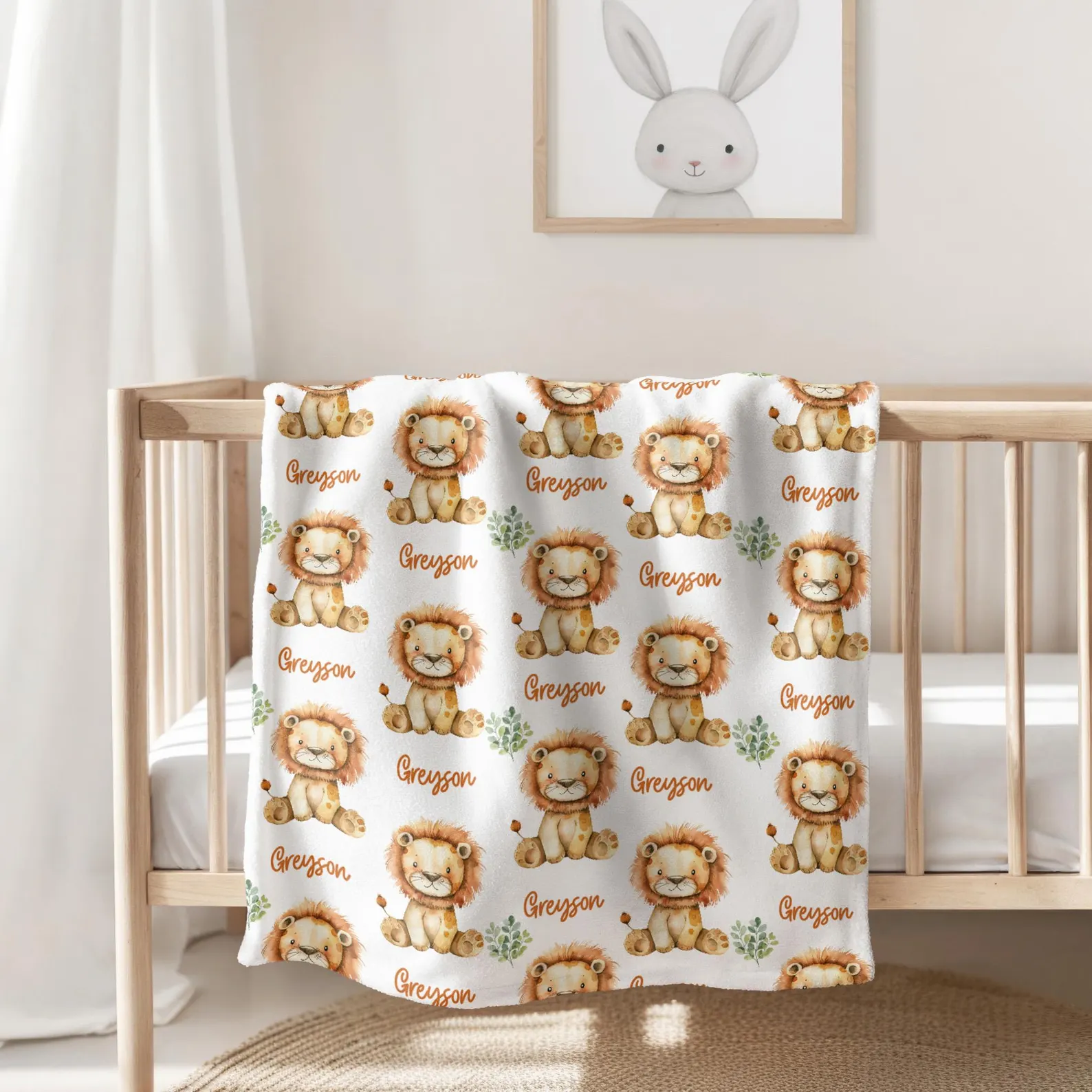 Personalized Blanket Boy, Lion Blanket for Son, Blanket with name, Newborn Gift, Baby Shower Gift