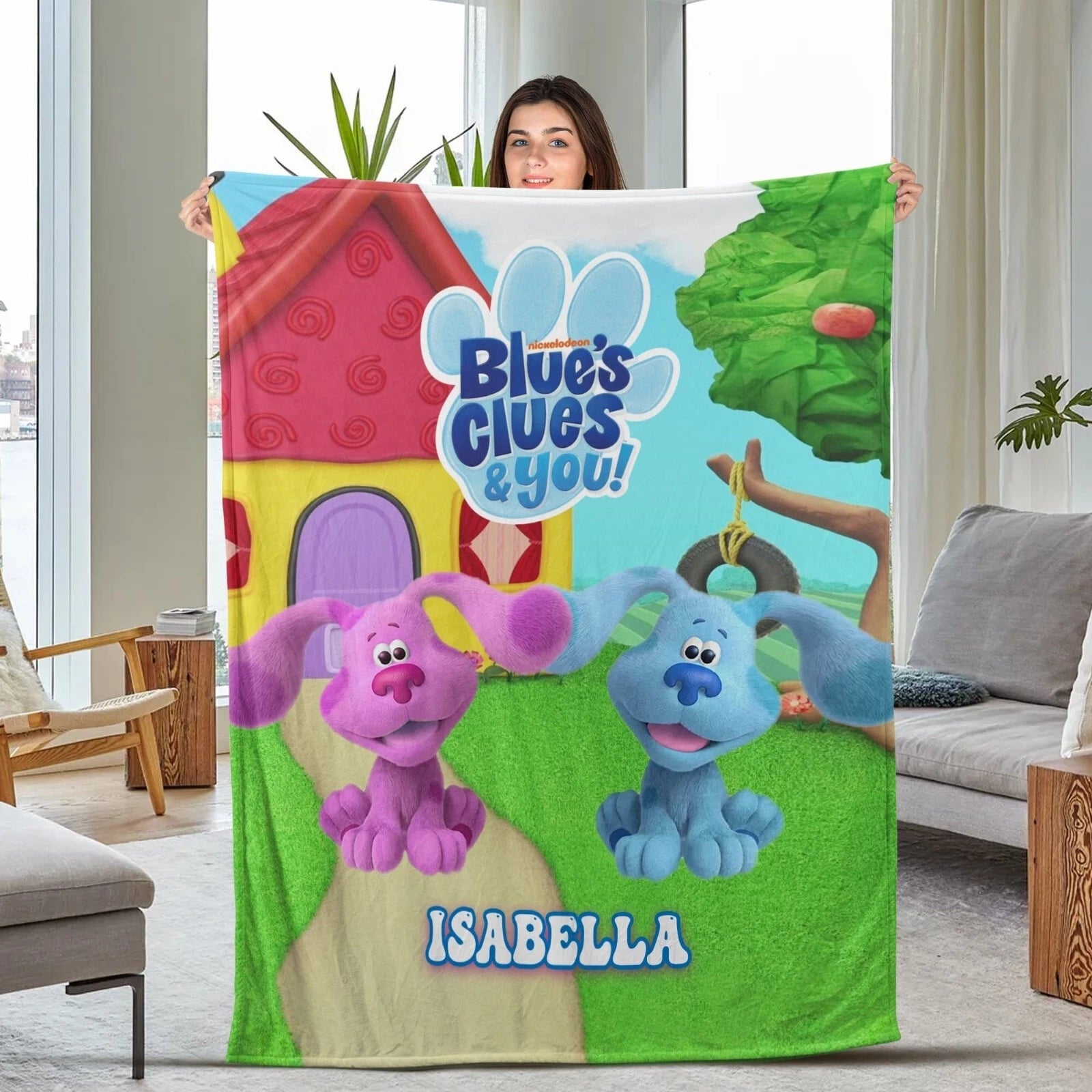 Blue’s Clues cartoon blanket for kids bedroom