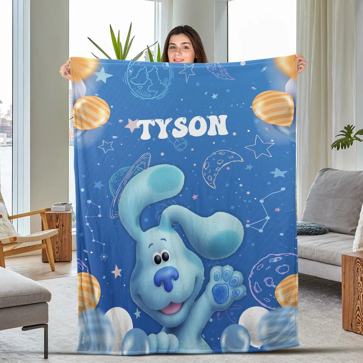 custom Blue’s Clues kids blanket cozy plush