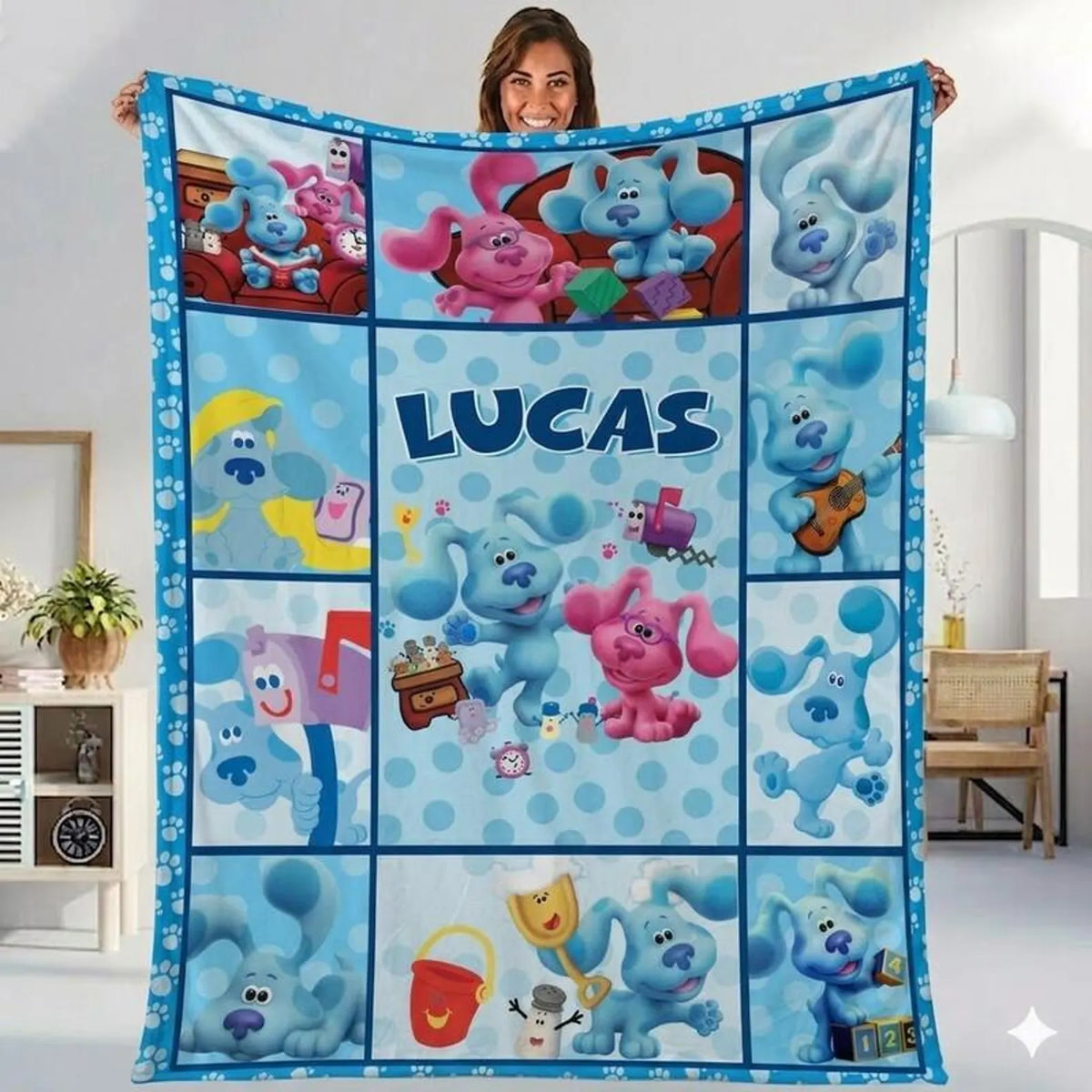 personalized cartoon blanket Blue’s Clues themed blanket for toddlers