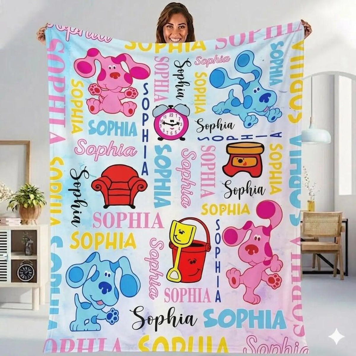 custom Blue’s Clues blanket for boys and girls