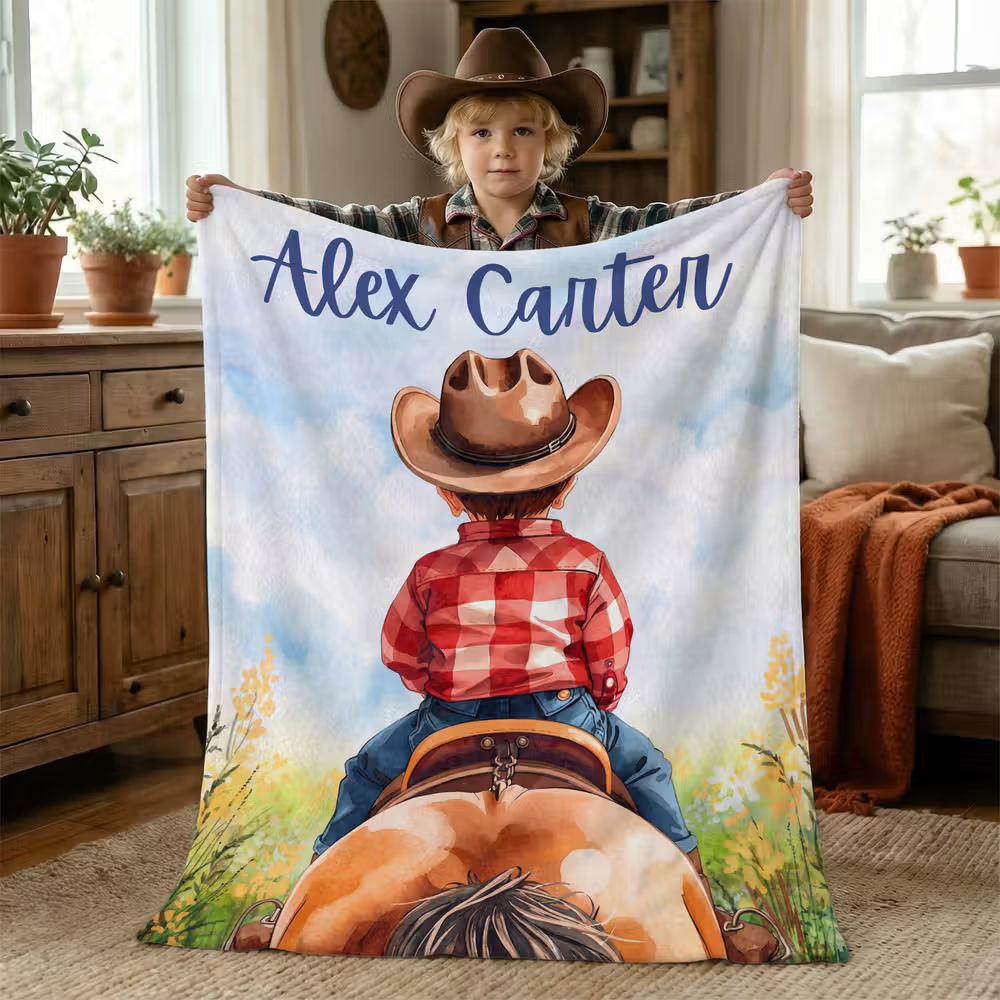 rustic western blanket with personalized name