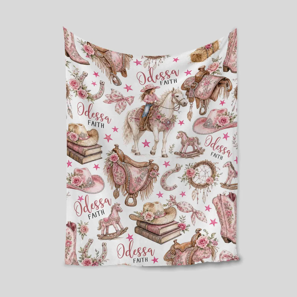 personalized cowgirl gift blanket for horse lovers