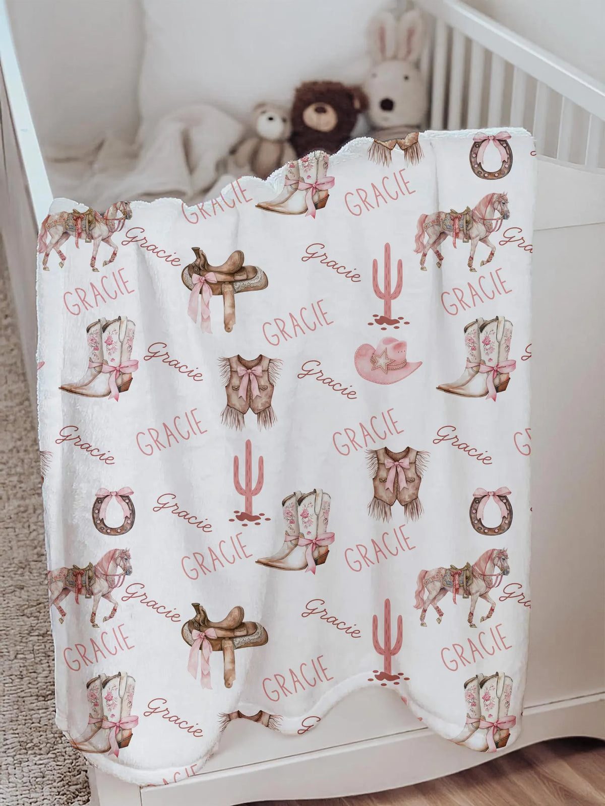 custom cowgirl blanket with HD western artwork