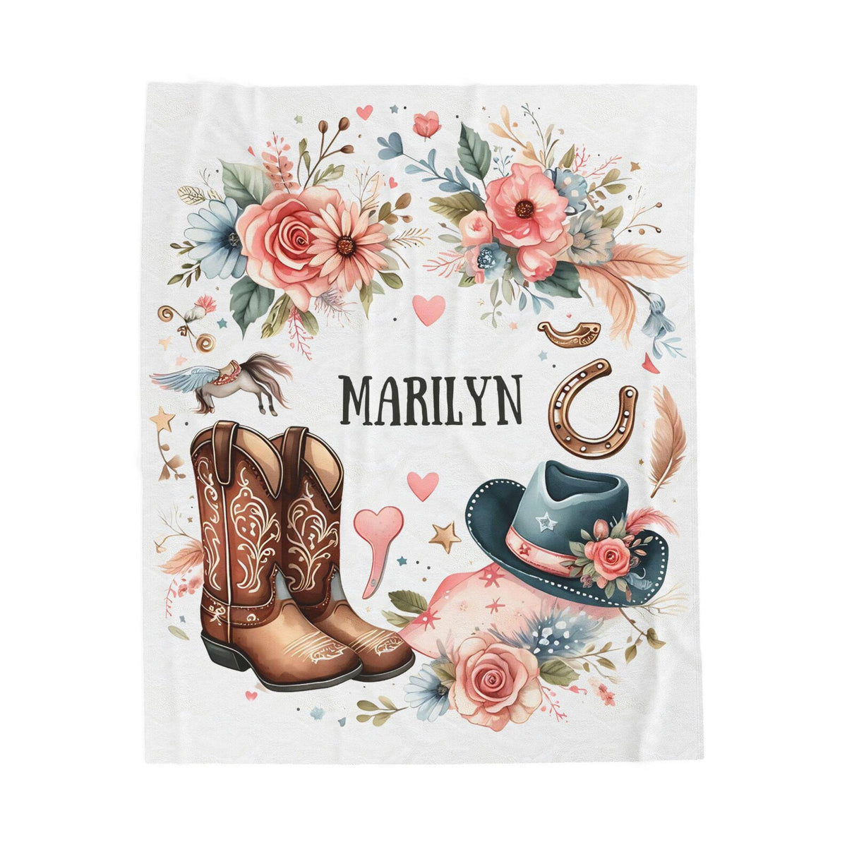 western bedroom decor blanket with custom name