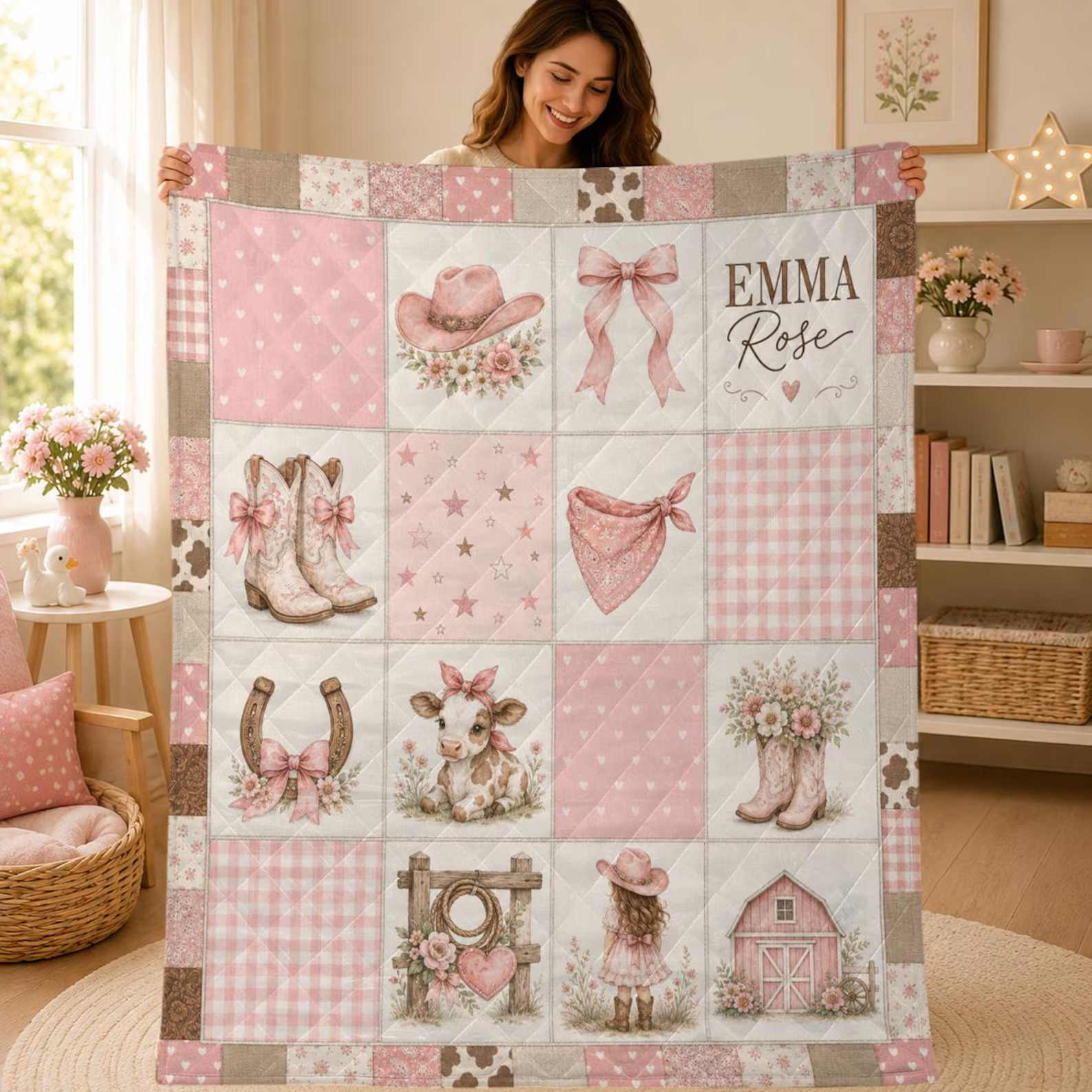 personalized cowgirl blanket for horse lovers
