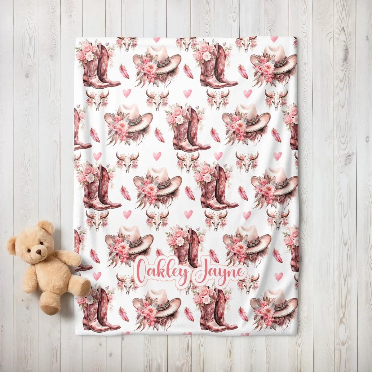 western throw blanket with custom cowgirl name