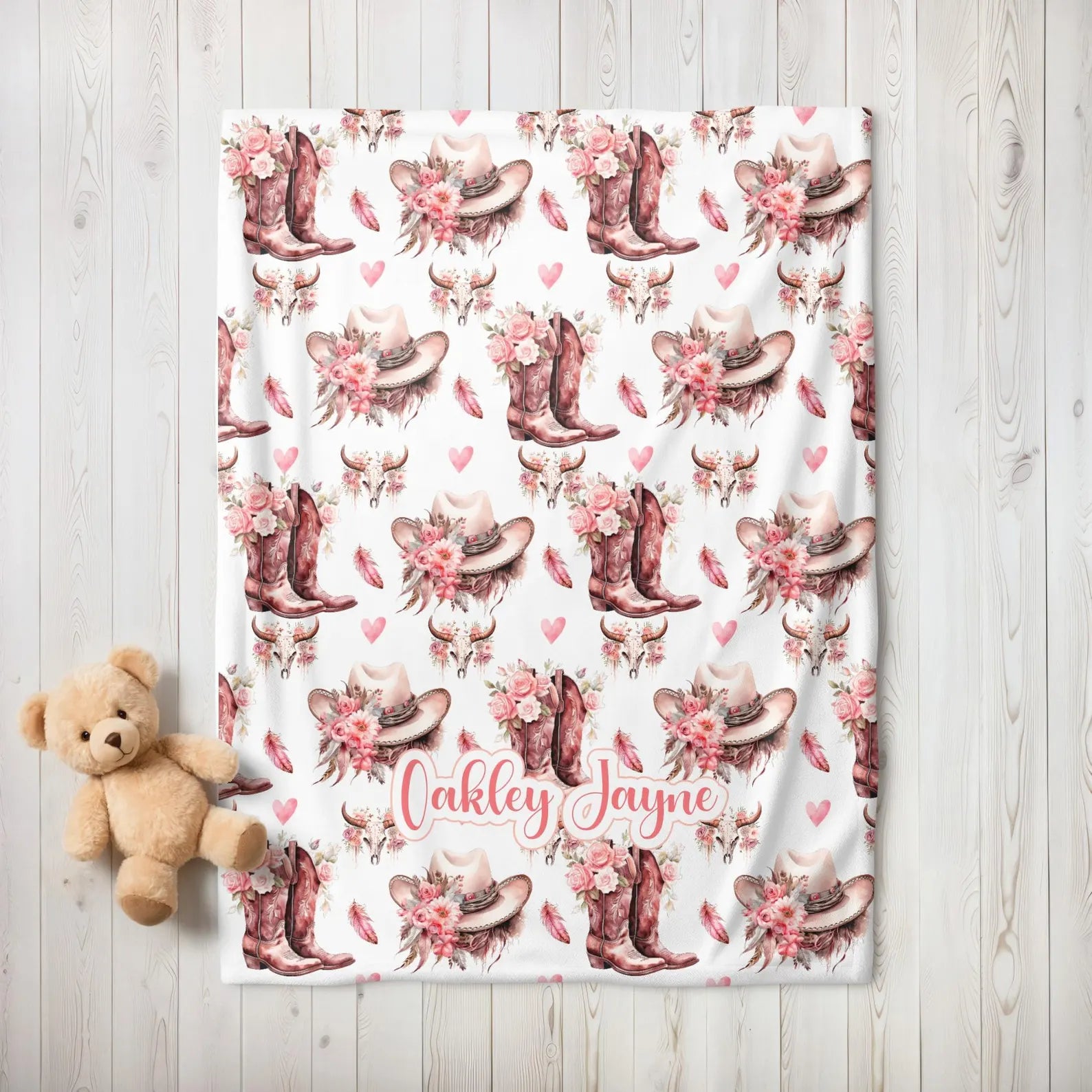 western throw blanket with custom cowgirl name