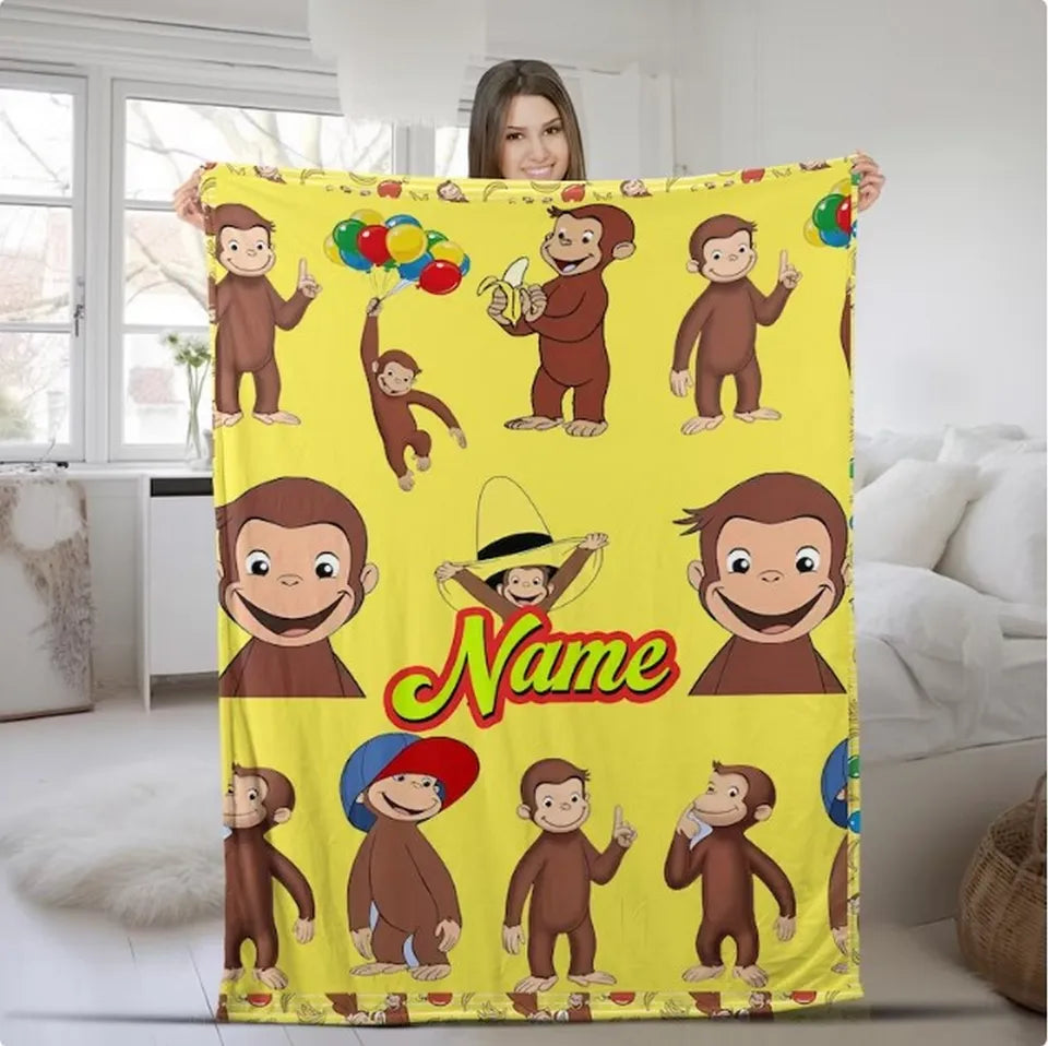 Personalized Curious George Blanket Curious George Fleece Blanket Fleece Blanket
