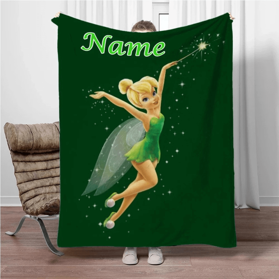 Soft personalized Tinker Bell blanket for girls room décor