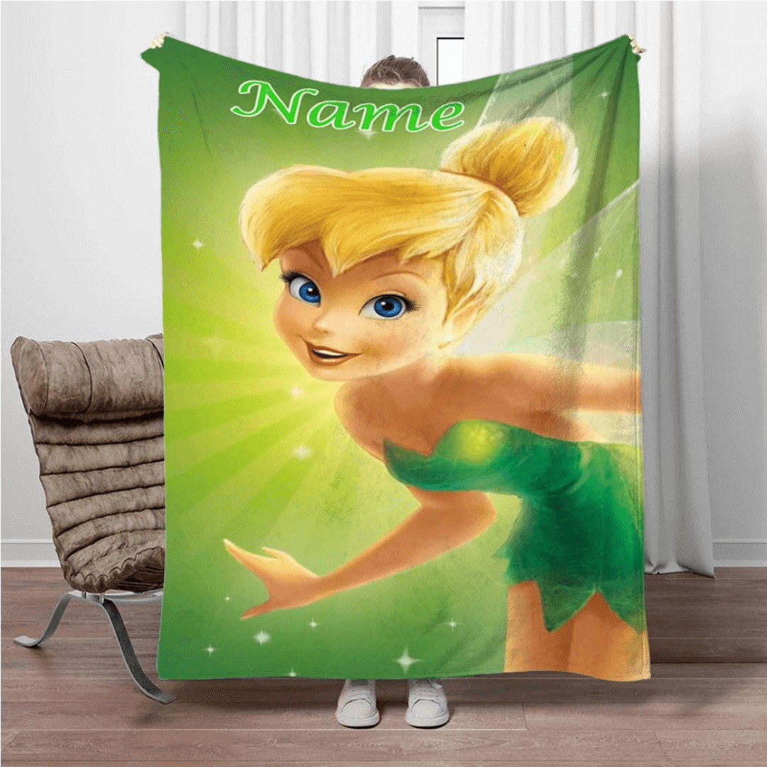 Magical fairy Tinker Bell custom name kids blanket