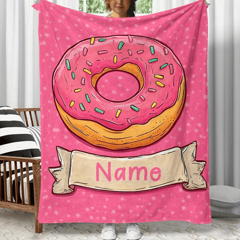 personalized donut throw blanket with custom name design