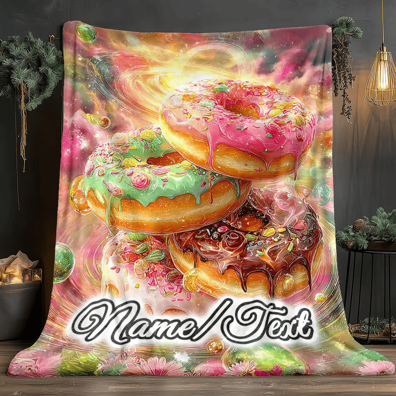 personalized donut flannel blanket for couch and sofa