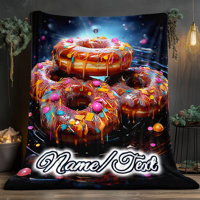 donut print blanket with custom name design