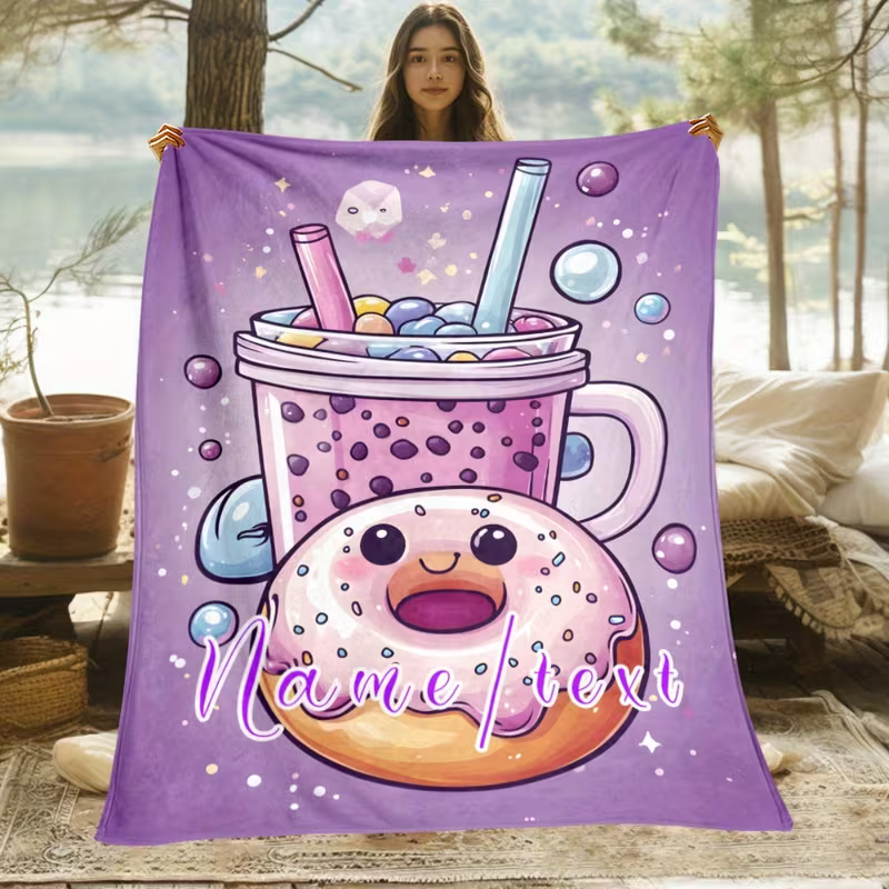 soft plush personalized donut blanket for teens