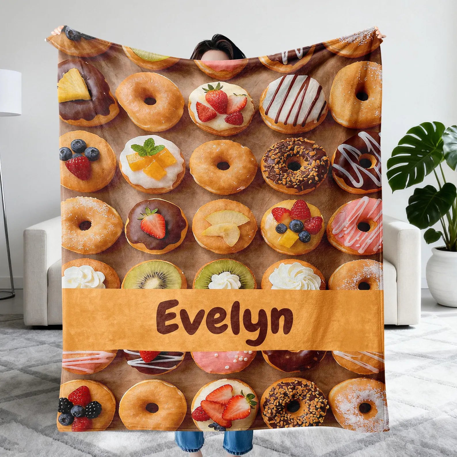 custom donut throw blanket for travel and camping