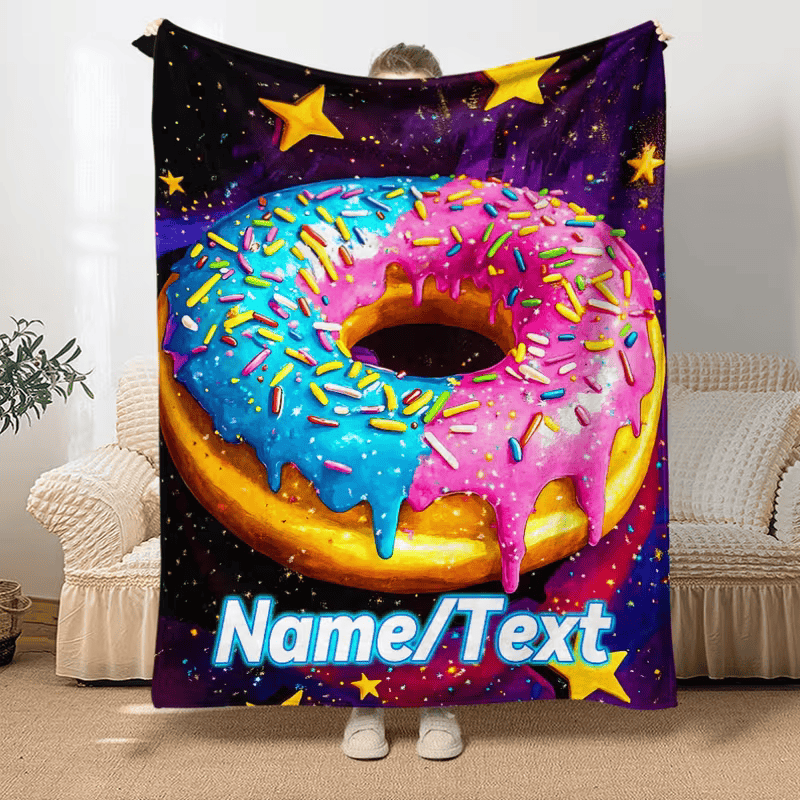 custom name donut blanket cozy plush fabric