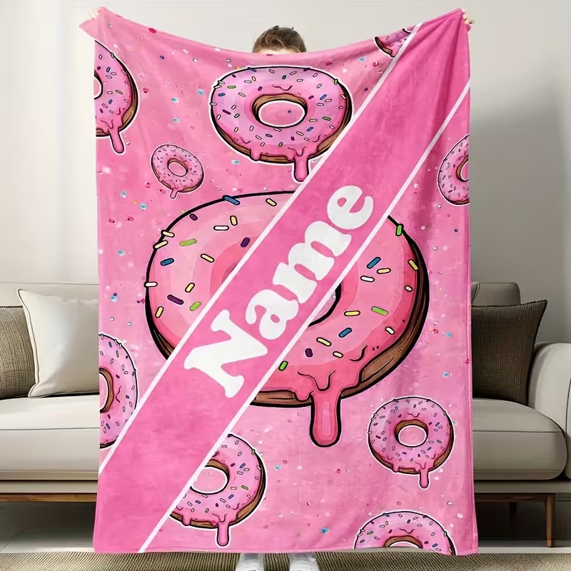 sweet dessert flannel blanket with custom text