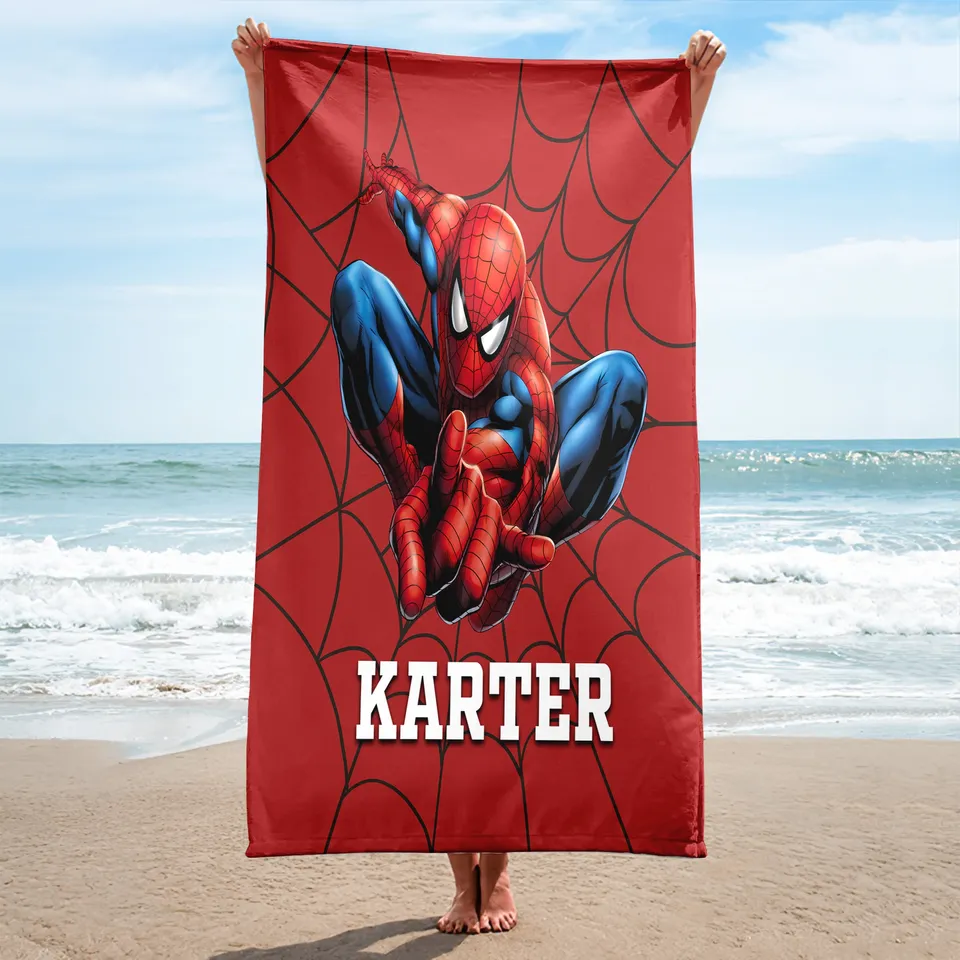 Personalized Family Spider Man Beach Towels, Spider Hero Towel 