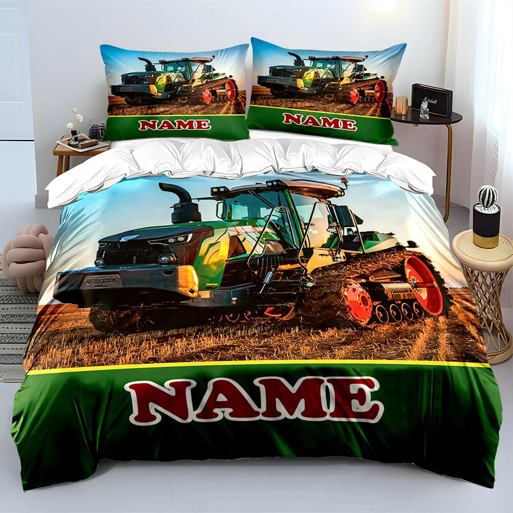 Custom Name Tractor Bedding Set for Kids Bedroom