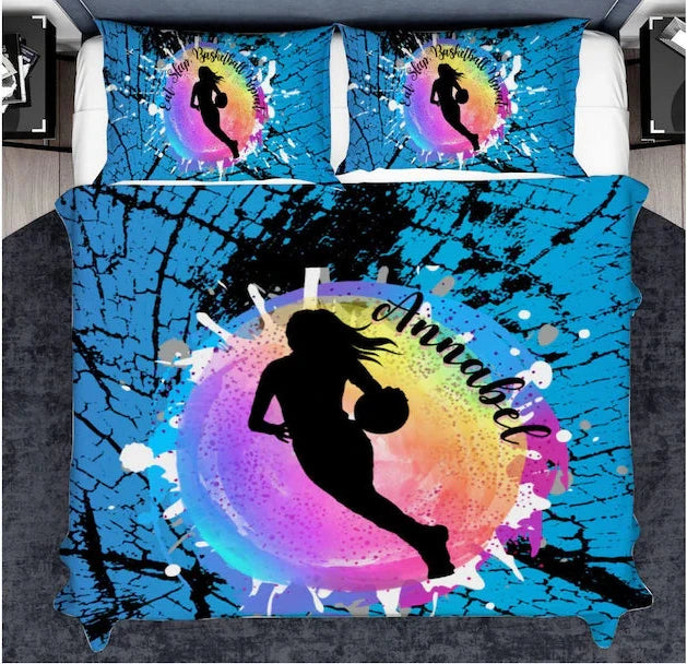 Personalized Girls Basketball Bedding Set