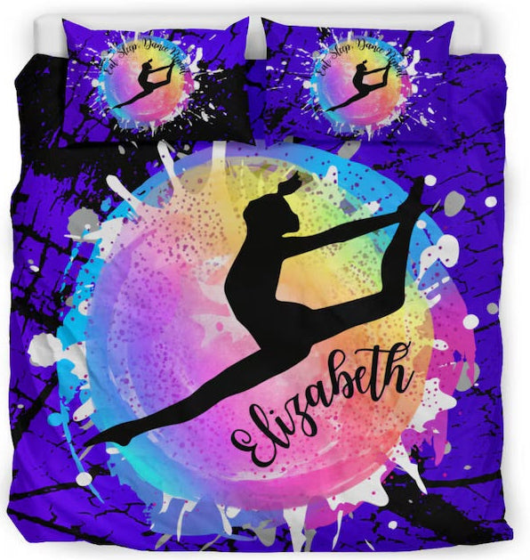 Personalized Gymnastics Bedding Set for Girls, Womens Customized Bed Set for Gymnasts, Gymnastics Duvet Cover Set With Name Message Quotes