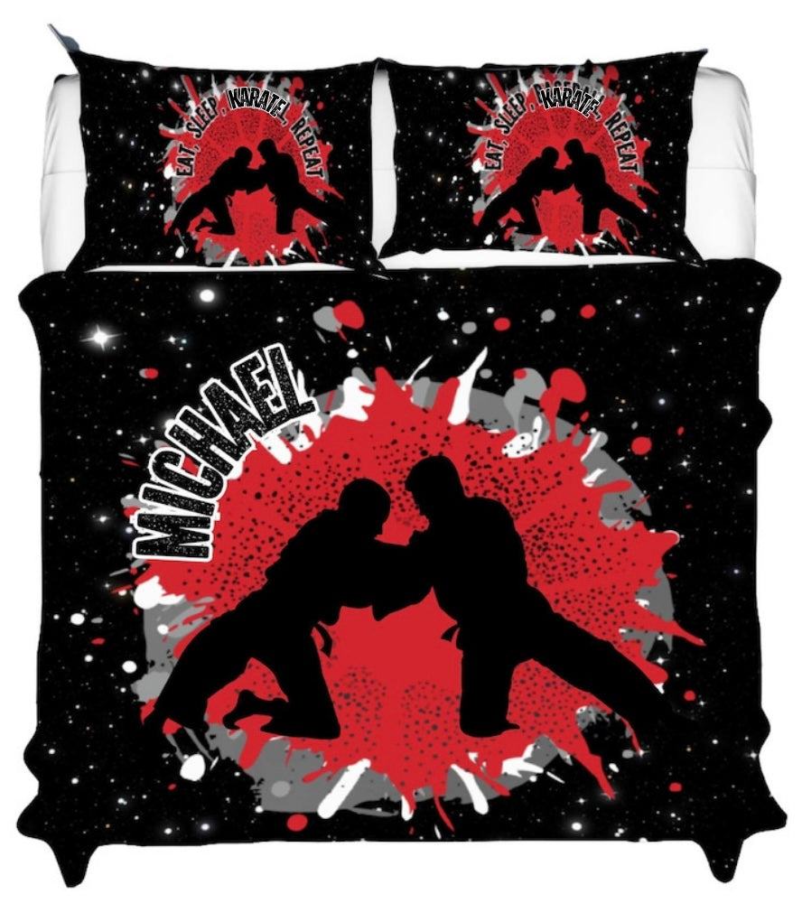 Personalized Jiu Jitsu Duvets Cover Set For Boys, Customized Bedding Set for Grapplers, Bedroom Duvet And Pillow Set, Martial Arts Gifts
