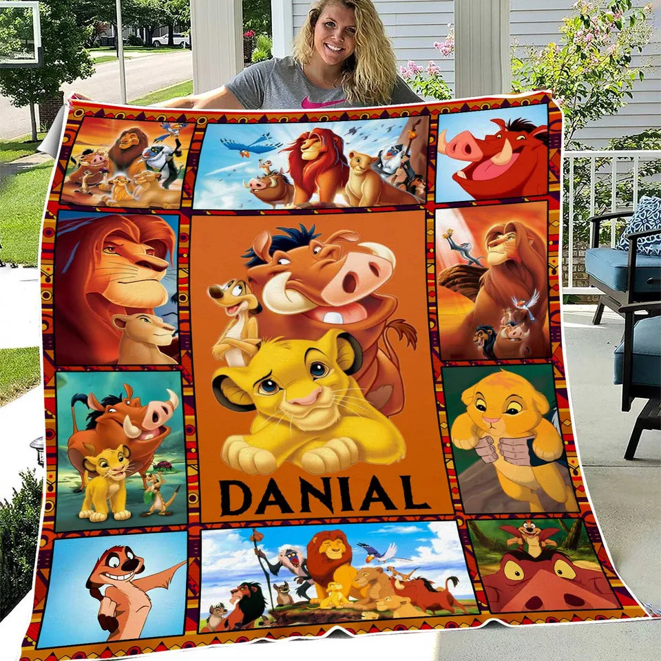 Personalized Lion King Blanket, Lion King Birthday Fleece Blanket Fleece Blanket