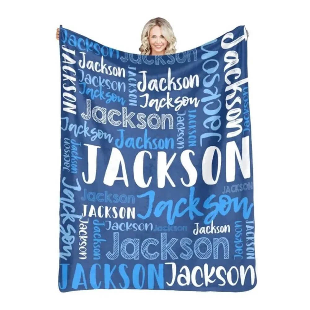 Personalized throw blanket in 30 colors custom name design