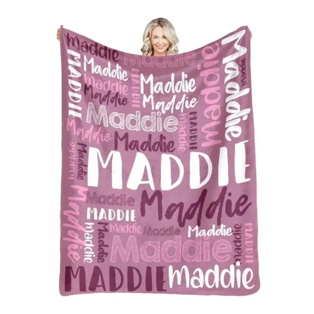 Flannel custom blanket with printed name for teens adults
