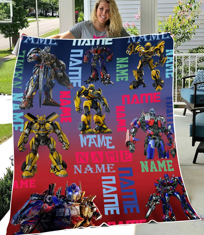 Personalized Name Transformers Blanket, Transformers Blanket for Kids and Adults