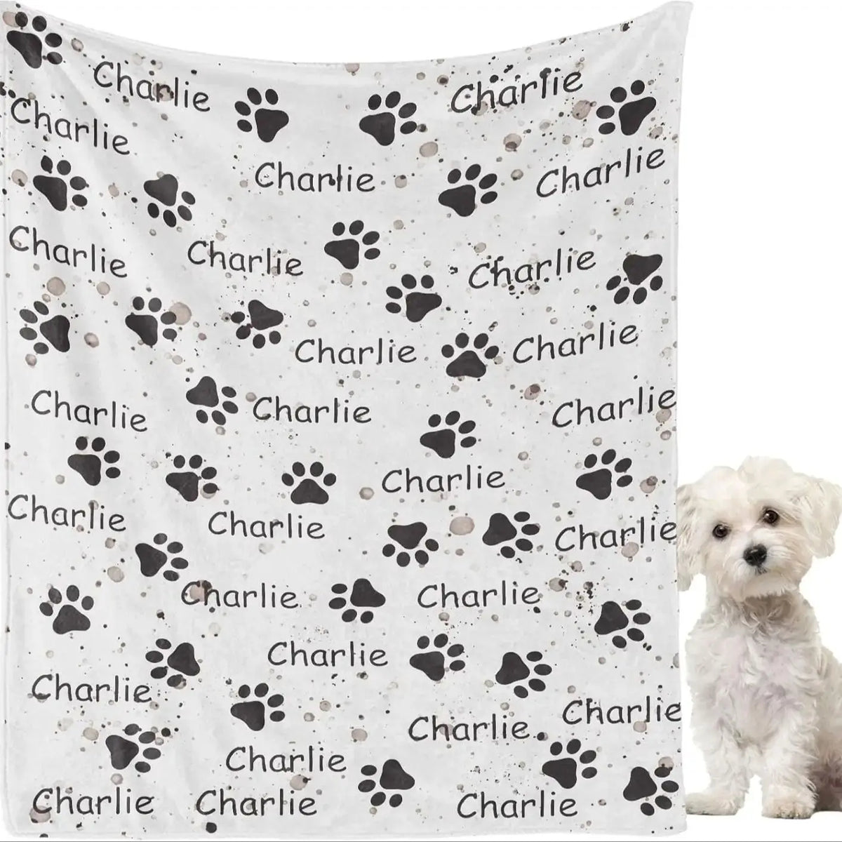dog lover blanket with paw print design