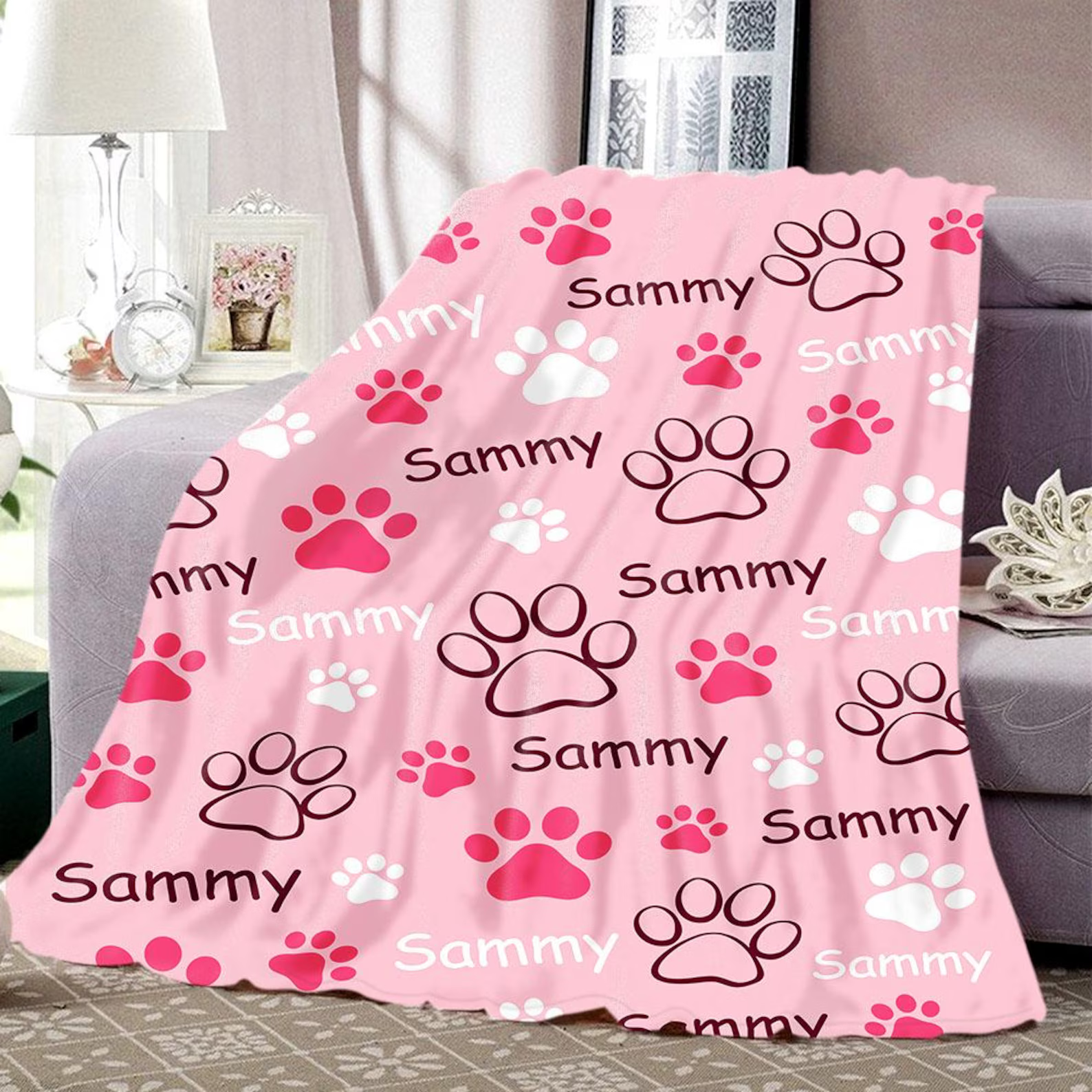 personalized cat name blanket for bedroom