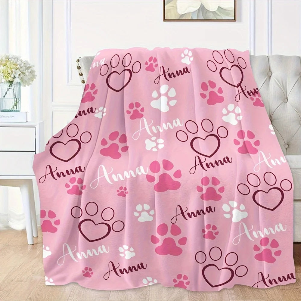 personalized pink dog blanket for pet parents