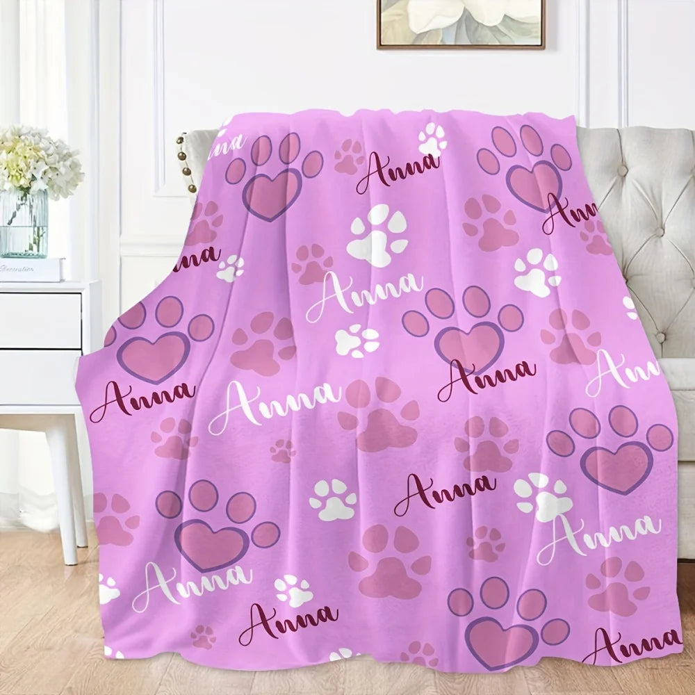 cozy pet blanket with custom name design