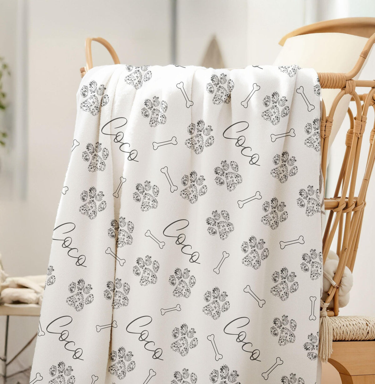 personalized paw print blanket for animal lovers