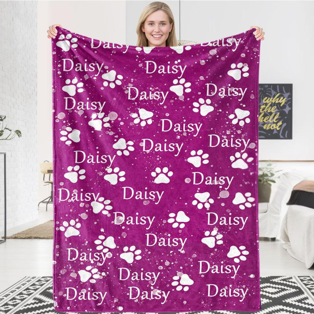 personalized dog name blanket cozy throw