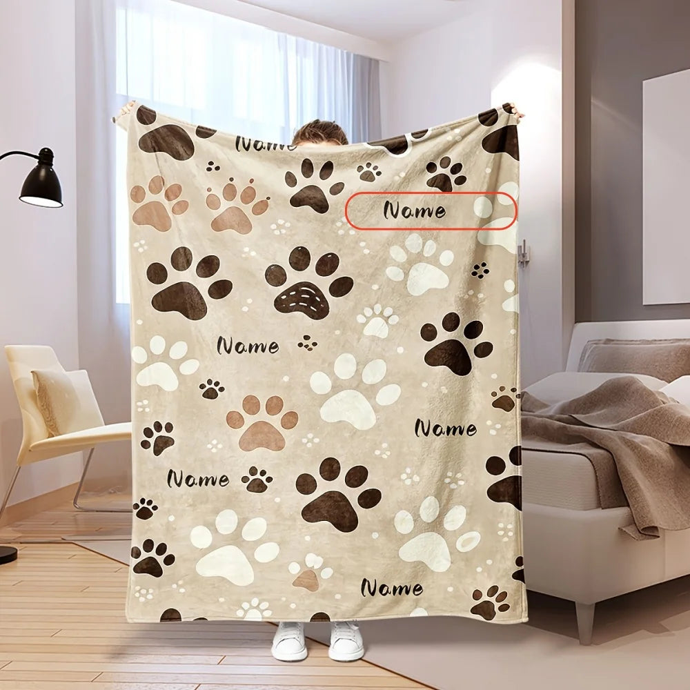 cat lover blanket with custom pet name