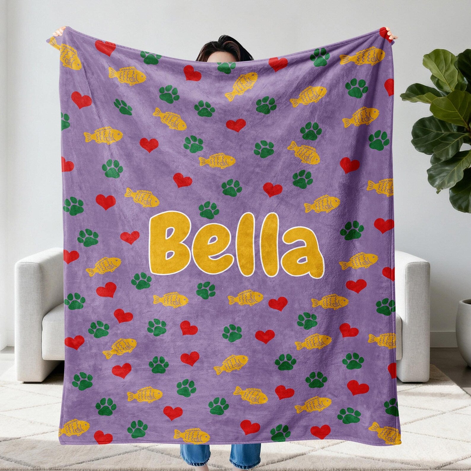 paw print flannel blanket soft plush fabric