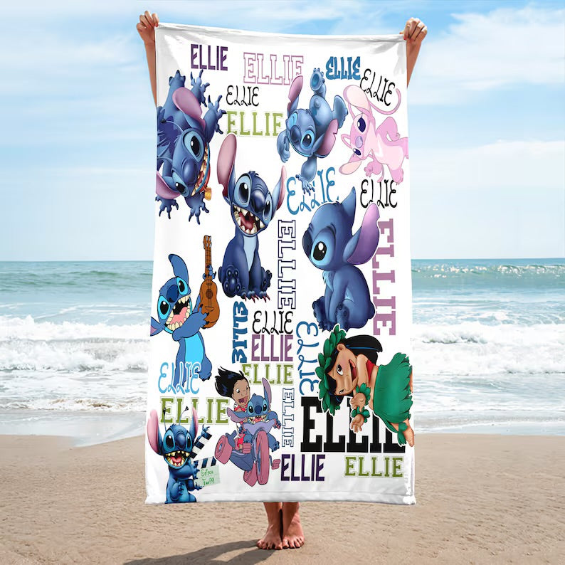 Personalized Series Movie Beach Towel, Custom Name Towel, Characters Summer Vacation Gift, Cartoon Towel, Cartoon Movie Cruise Beach Towel