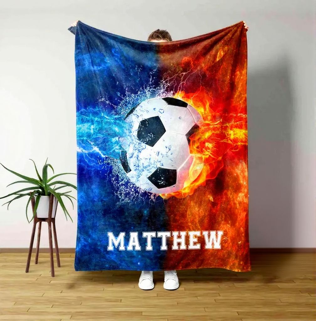 Personalized Soccer Blanket, Football Blanket, Soccer Lover Blanket, Gift for Soccer Lovers, Soccer Player Gift for Boys or Girls